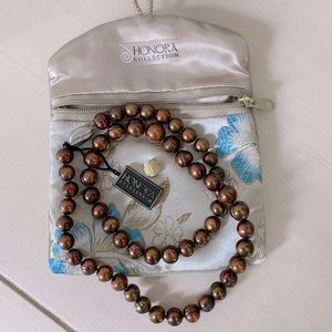 Honora Chocolate Ringed Pearl Necklace